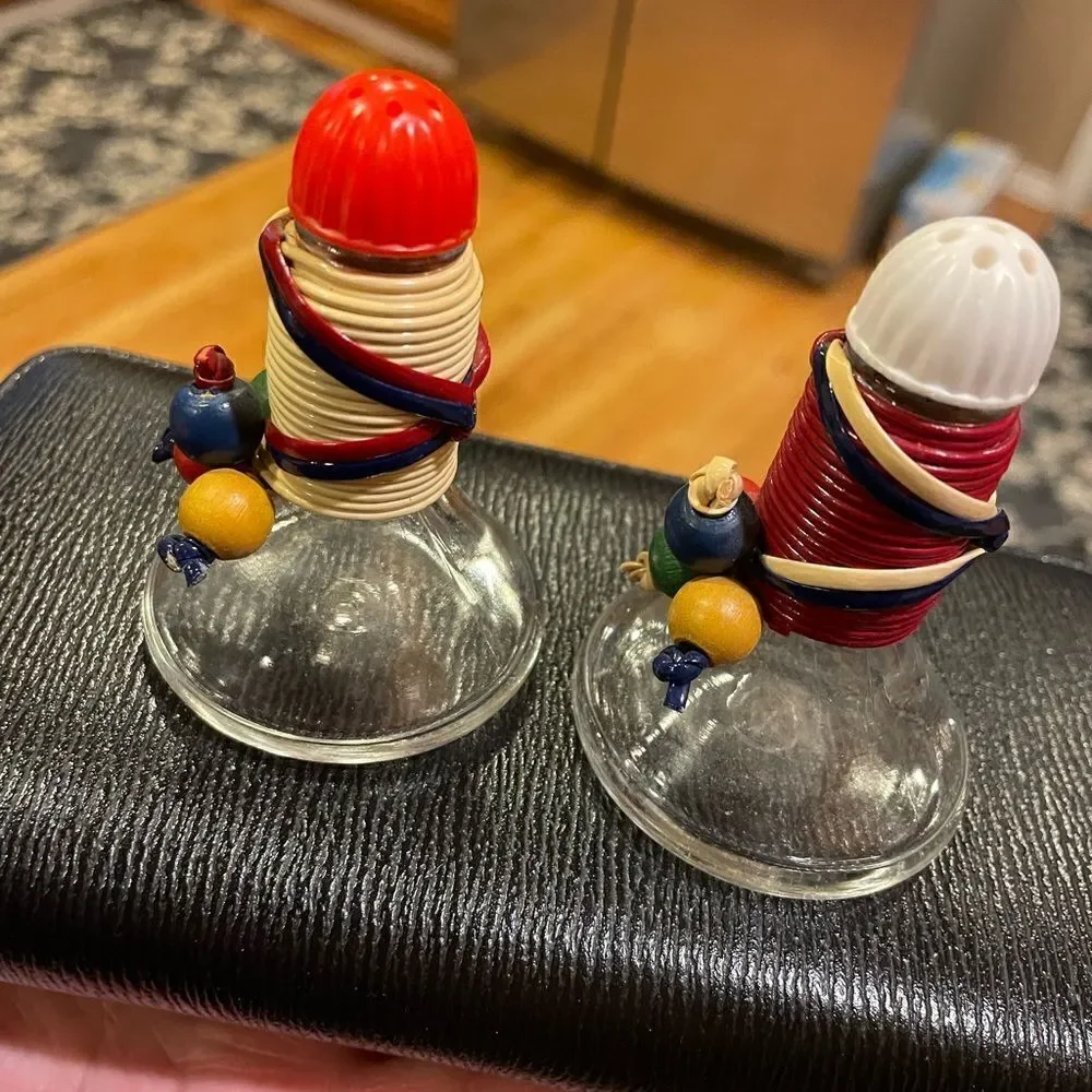 Vintage Nautical Type Glass Salt and Pepper Shakers